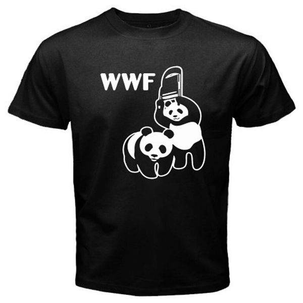 

new wwf organization panda funny logo parody men's black t-shirt size s to 3xl, White;black