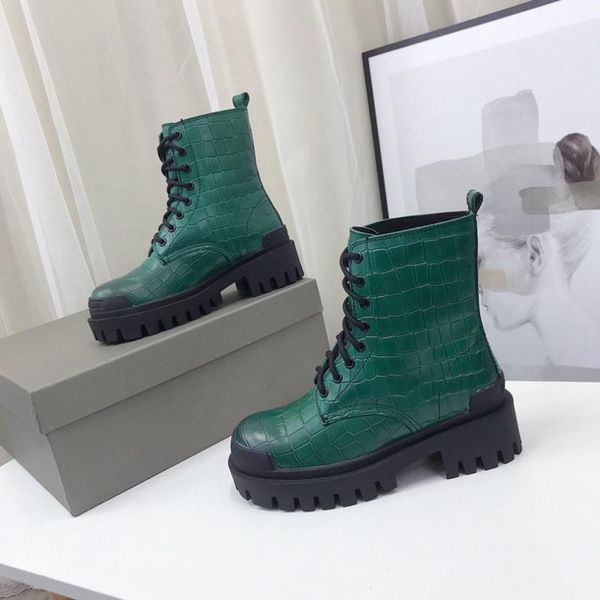 

boots warm fur women ankle genuine leather lace up chunky low heels platform short, Black