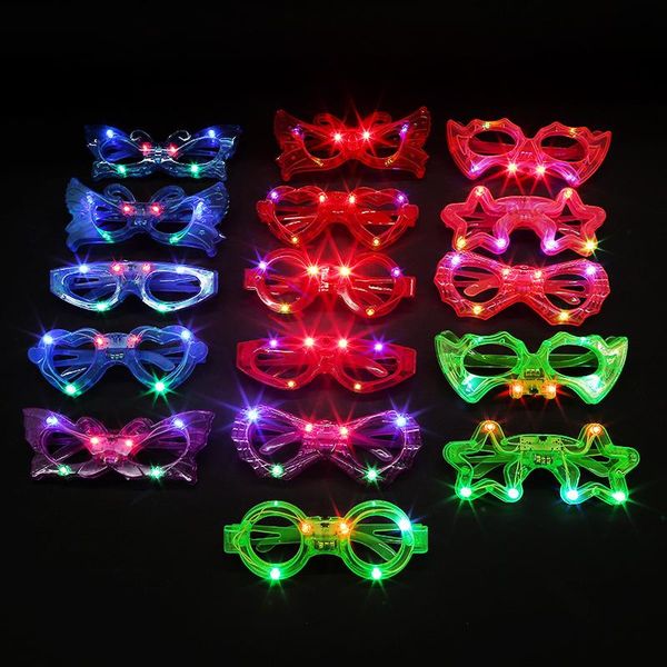 

party decoration 10pcs led flashing blinking glasses kids adults light up love heart shutter blinds eye halloween glow supplies