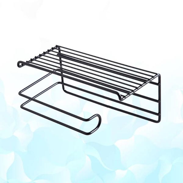 

towel racks 1pc paper storage rack wall-mounted iron organizer roll holder (black)