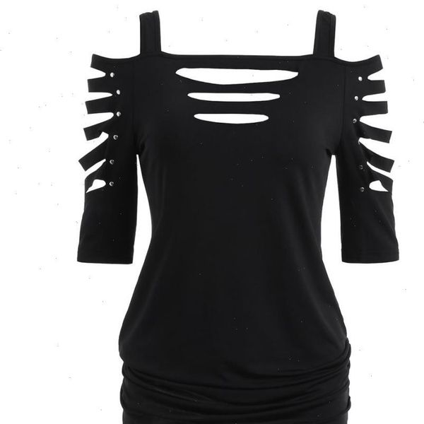 

fashion off shoulder tunic women hollow out casual sleeve, White