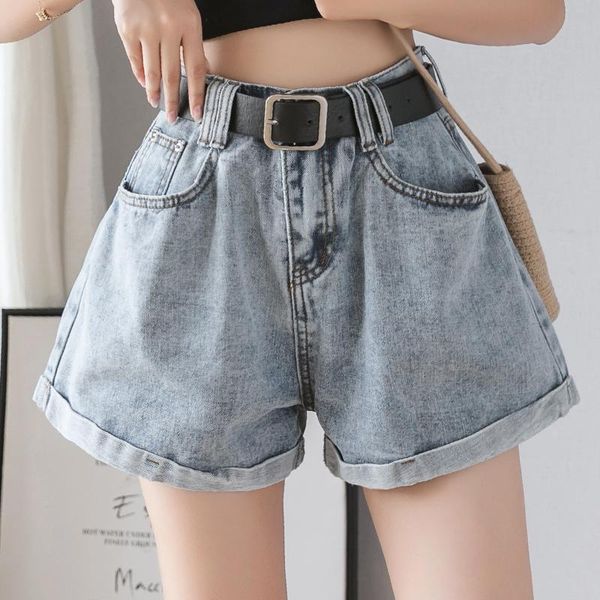 

women's jeans juaykala size s-2xl high waist denim shorts women 2021 summer ladies solid crimping, Blue