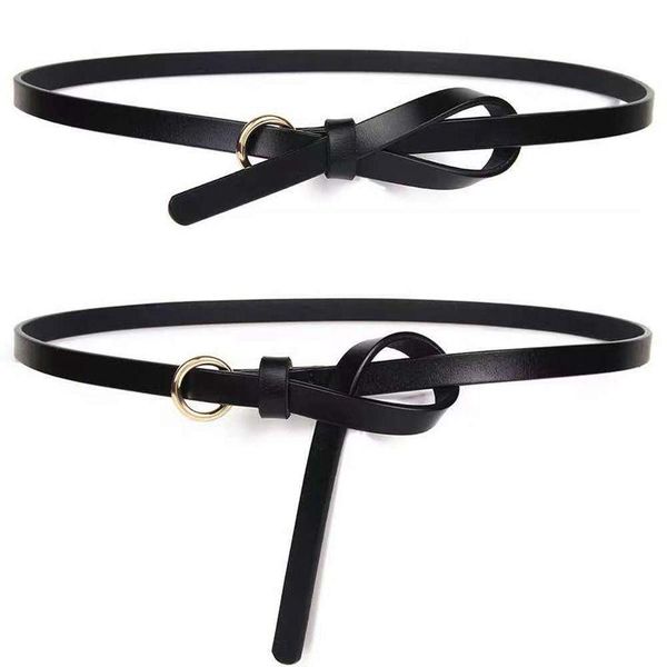 

belts fashion simple thin for women round circle buckle waistband lady girls pu leather belt dress coat accessories, Black;brown