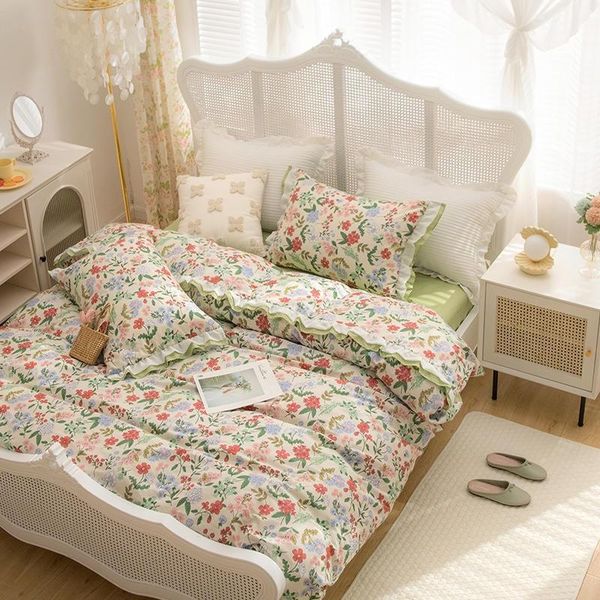 

bedding sets elegent vibrant flowers duvet cover set girls twin  king 4pcs 100%cotton soft comforter bed sheet pillowcases