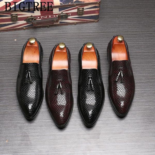 

dress shoes fashion fringe oxford for men business corporate snakeskin erkek ayakkabi sapato social masculino scarpe, Black