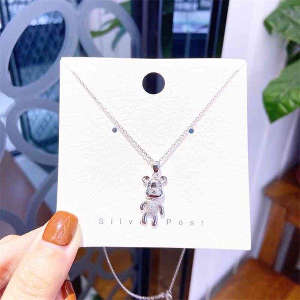 

12-08 live broadcast of silver smart bear zircon inlaid necklace jewelry, Black