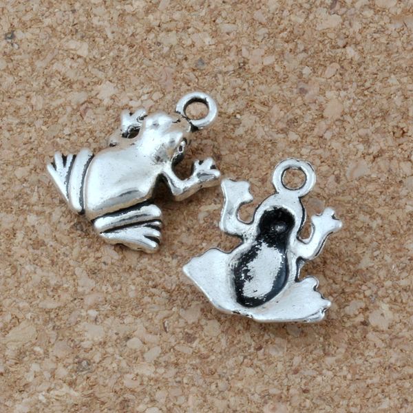 100 Pz/lotto Argento Antico Della Lega Rana Pendenti di Fascini Per Monili Che Fanno Risultati Della Collana Del Braccialetto 14x17mm