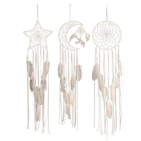

braided background crafts gifts wall hanging living room feather bedroom beads home decor crescent sun star dream catcher decorative objects