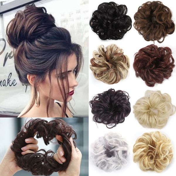 Estensioni per chignon sintetiche Scrunchies per capelli ricci e disordinati Chignon eleganti per capelli da sposa per donne e bambini