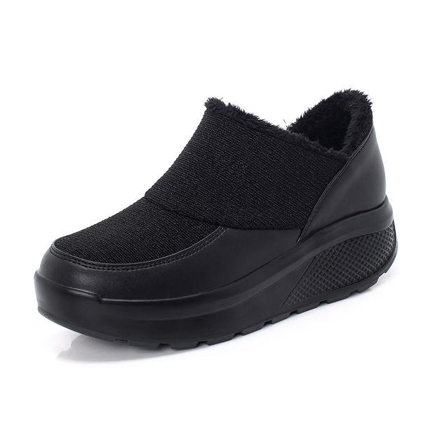 

boots snow winter warm short plush women shoes cotton non-slip ankle flat casual size42 dmuz, Black