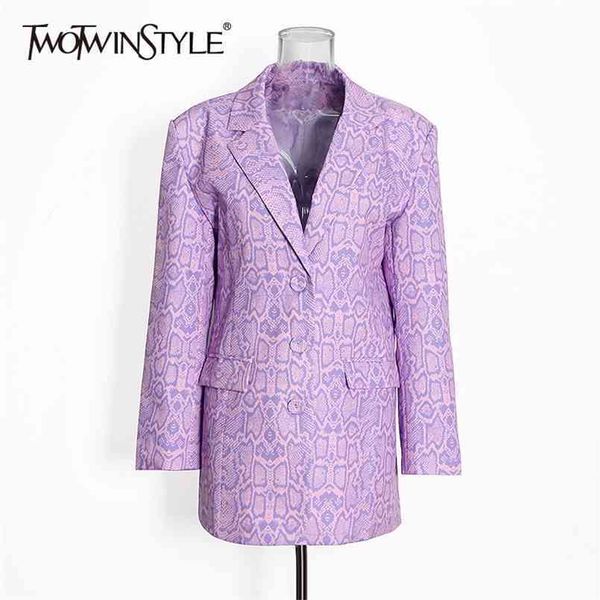 

green blazers for women notched long sleeve print hit color streetwear casual coats female spring clothes 210524, White;black