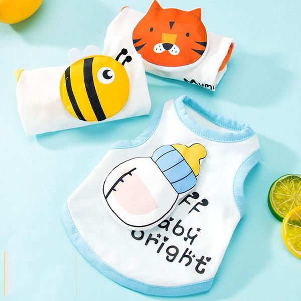 

dog apparel clothes summer vest spring and thin breathable t-shirt cute cartoon small puppy kitten pet shirts