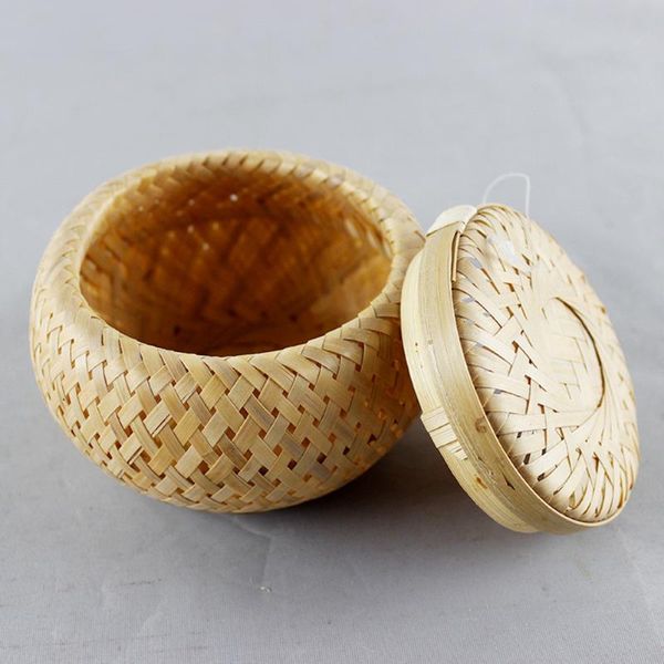 

storage baskets 1pc bamboo woven tea basket mini leaves container loose jar portable round ba