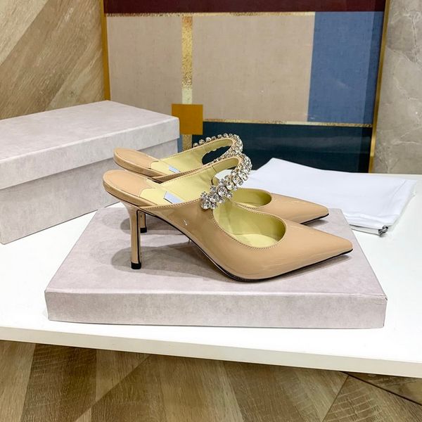 

new women pointed toe brand high heel sandals,designer patent leather genuine leather rhinestone ankle straps summer bridal dress wedding sh, Black