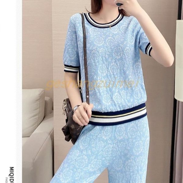 

casual wide-legged pants set women's 2021 summer ice silk short-sleeved loose-fitting fashion sports two-piece two piece, White