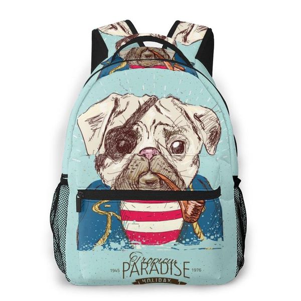 

backpack travel pack funny pirate pug dog sports bag outdoor climbing