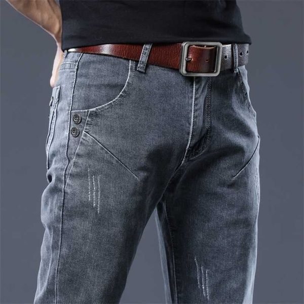 jeans slim da uomo di marca di tendenza moda business stile classico pantaloni elastici casuali 211108