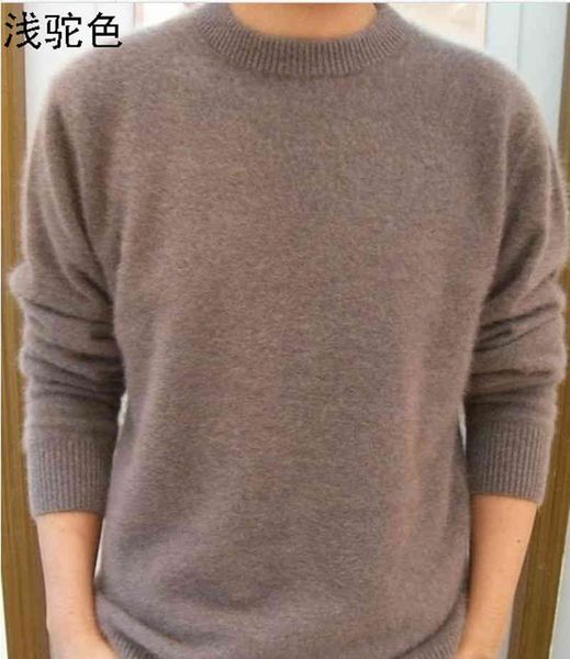 

lafarvie off sale standard solid pullovers sv o-neck 100% mink cashmere sweaters autumn winter men casual knit jumper, Black