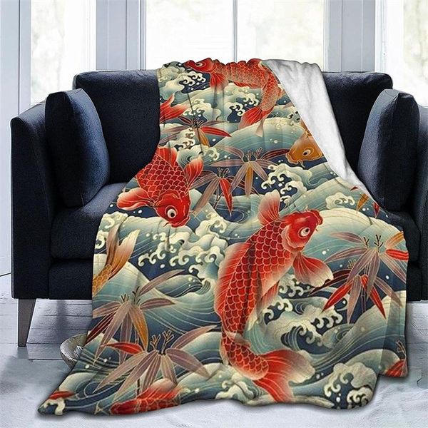 

blankets gold fish cubre camara green throw blanket 3d print on demand sherpa super comfortable for sofa thin quilt