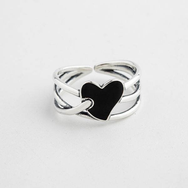 

japanese and korean style s925 pure ring girl temperament simple trend silver hand jewelry love opening silver ring