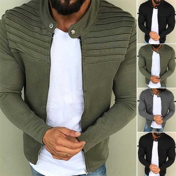 

autumn winter men fleece bomber jacket coat male velvet zipper long sleeve outwear plus size casual clothes 211214, Black;brown