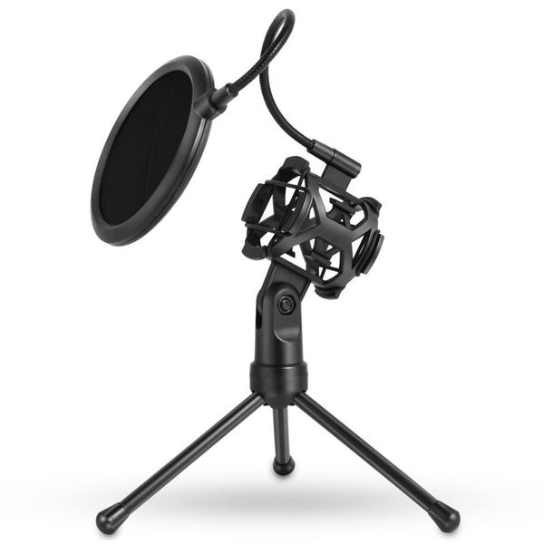 

portable microphone mic mount studio desktripod stand with filter microphones