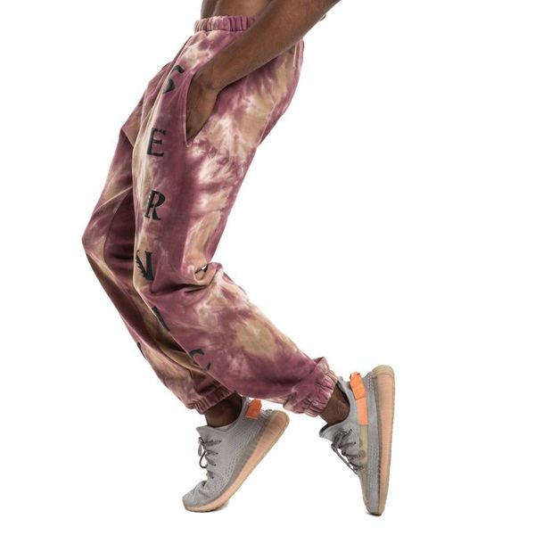 

european and american tie-dye casual pants trendy brand men's three-dimensional letter printing street, Black