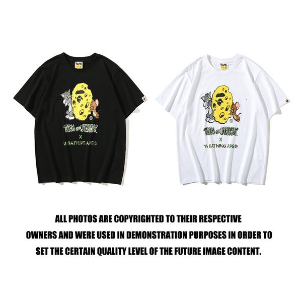 

fashion t shirt 2021 summer brand cat and mouse print series short sleeve men's, White;black