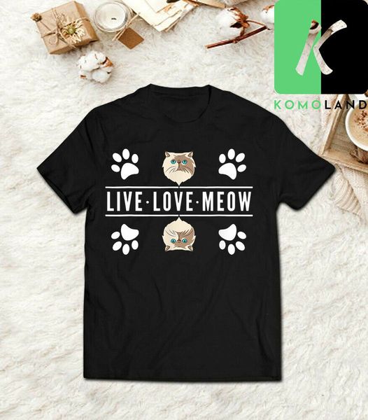 

live love meow cute funny cat classic t-shirt., White;black
