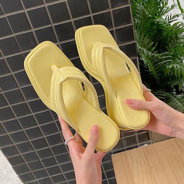 

slippers 2021 summer platform wedges high heels slipper for women punk flip-flops sandals office lady party shoes woman, Black