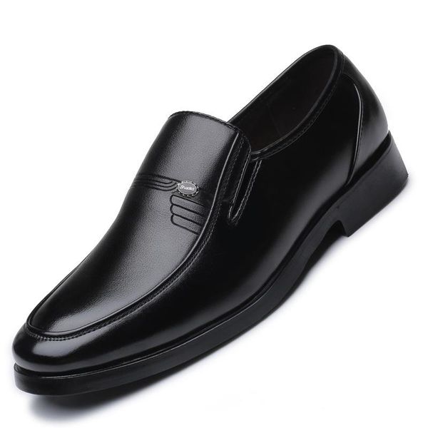 

dress shoes men leather formal business male office work flat oxford breathable party wedding anniversary, Black