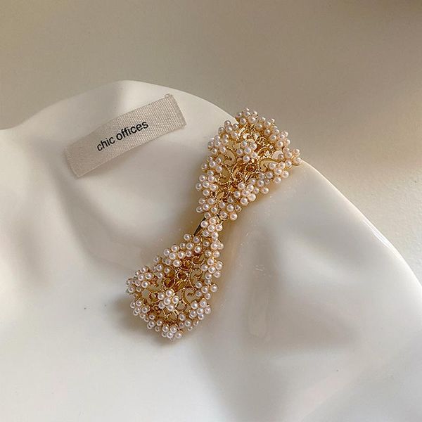 

hair clips & barrettes 2021 summer ins accessories vintage bow clip pearl hairpins for women girls wedding goods gift, Golden;silver