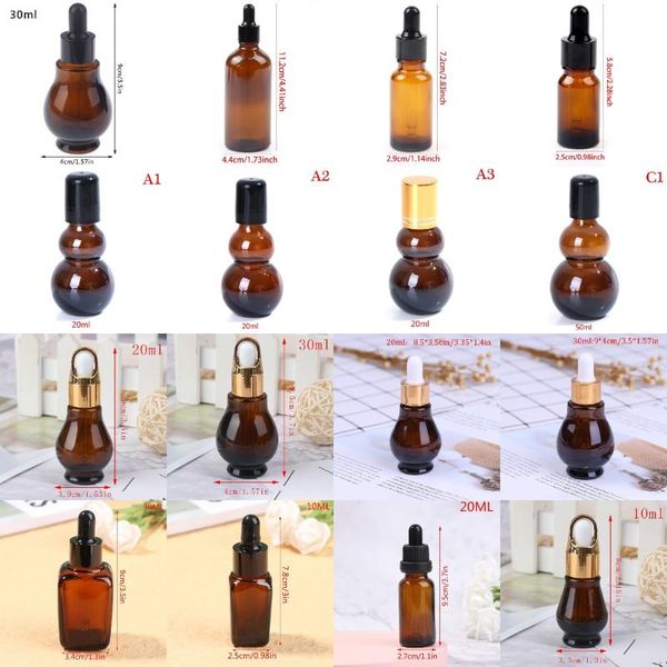 

storage bottles & jars 1pc brown 5/10/20/30ml empty dropper bottle amber essential oil glass liquid square