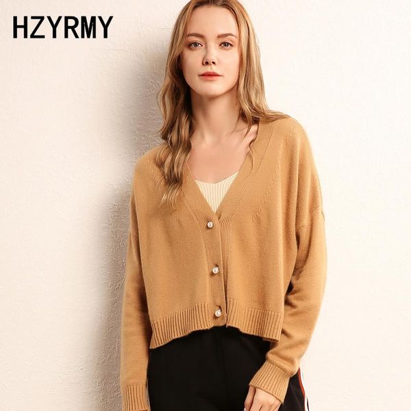 

women's sweaters hzyrmy autumn v-neck cashmere cardigan solid short large size wild jacket winter quality wool loose female, White;black