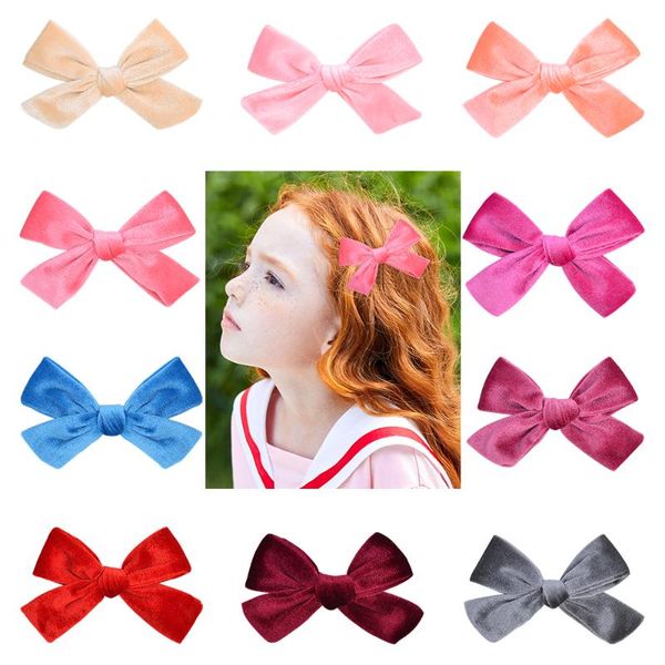 

hair accessories 4.5 inches cute solid bows with clip for baby girls hairpins children sweet barrettes clips headwear, Slivery;white