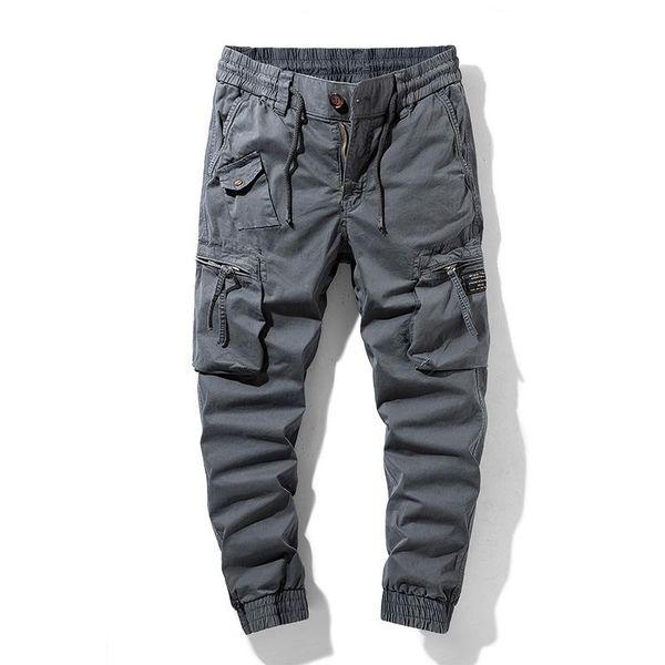 

men's pants cs 2021 spring cotton cargo clothing autumn casual fashion elastic waist quality pantalones tipo men, Black