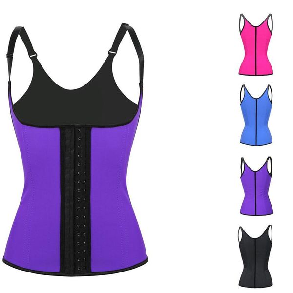 

women's shapers 4 color body with strap waist trainer steel bones latex women rubber corset w7423, Black;white