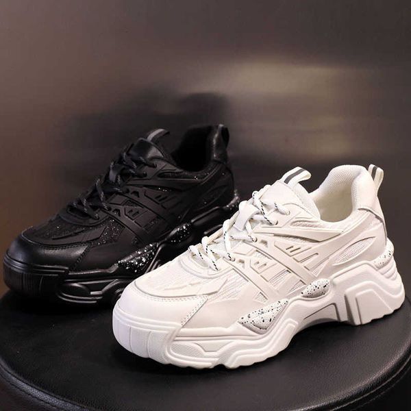 

pop shoes women's fashion ins versatile 2021 autumn thick soled leisure sports white style spring and