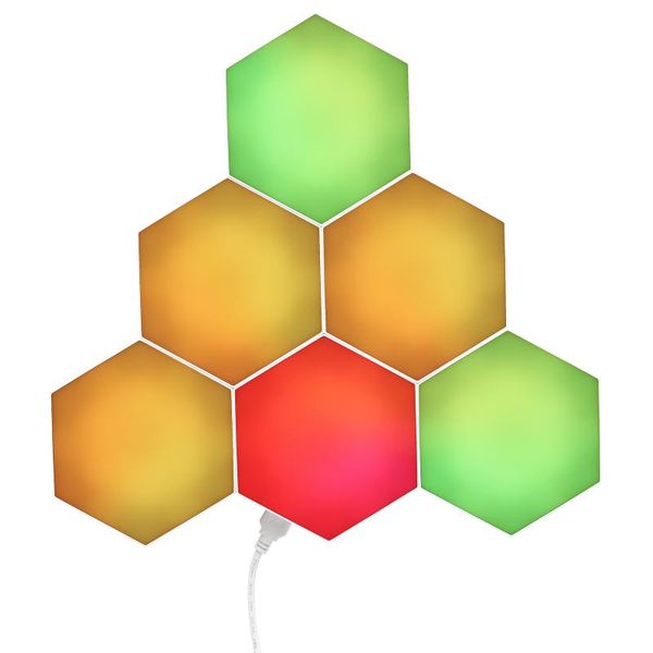 

6pcs hexagon lamp honeycomb modular light bluetooth wall combination night usb powered ambient
