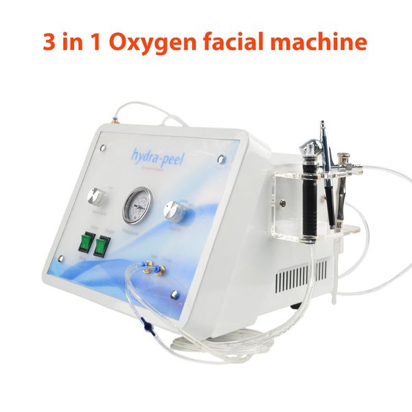 Nuova macchina per idrodermoabrasione 3 in 1 per la pulizia della pelle, acqua, ossigeno, getto d'ossigeno, peeling, microdermoabrasione, attrezzatura per salone di casa