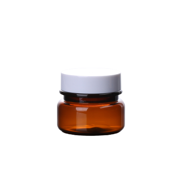 

empty clear amber plastic cream jar 100ml 200ml toner refillanle bottle white lid cosmetic packaging container 20pieces/lot storage bottles