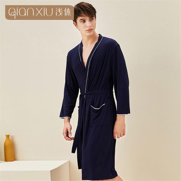 Roupa de banheira de banheira de azarão da primavera masculina Men Bamboo Fibra Masculino Male confortável Robes de casas de camisola confortáveis