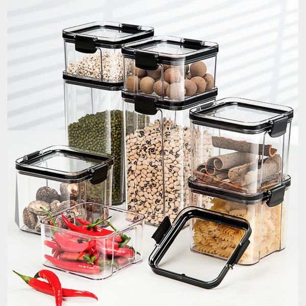 

storage bottles & jars 1800ml dry box containers transparent stackable kitchen spaghetti noodles sealed tank organizers