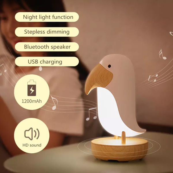 

night lights wooden bird light with bluetooth speaker usb rechargeable led table lamp for baby children bedroom decorative