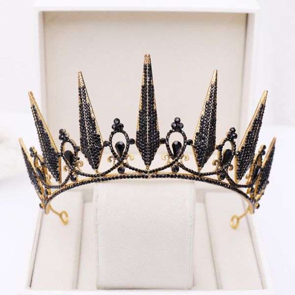 

women bride noiva wedding party hair jewelry baroque style black crystal tiaras and crowns headpieces headbands clips & barrettes, Golden;silver