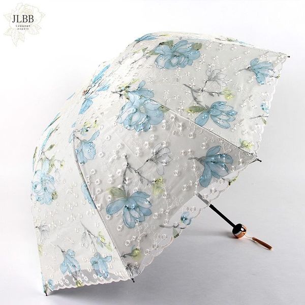 

umbrellas three fold clear umbrella double lace embroidered sunshade gift