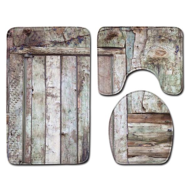 

bath mats 3 pcs bathroom rug and mat 3d wood stripe non-slip set coral fleece shower toilet room carpet rugs