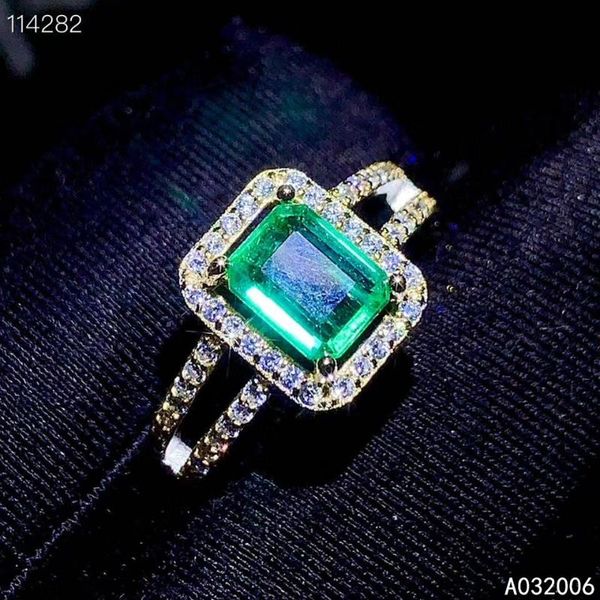 

cluster rings kjjeaxcmy fine jewelry 925 sterling silver inlaid natural emerald ring delicate female gemstone exquisite support test, Golden;silver