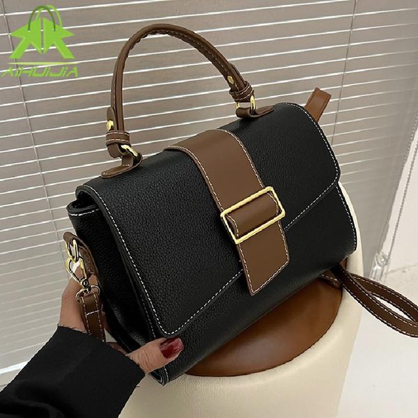 

evening bags fashion color contrast female handbags 2021 luxury pu leather crossbody bag brand shoulder purse casual square messenger