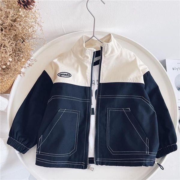 

2021 spring 2-9y toddler kids clothing for boys jackets childrens outwear stand collar thin jacket for boys coat clothes, Blue;gray